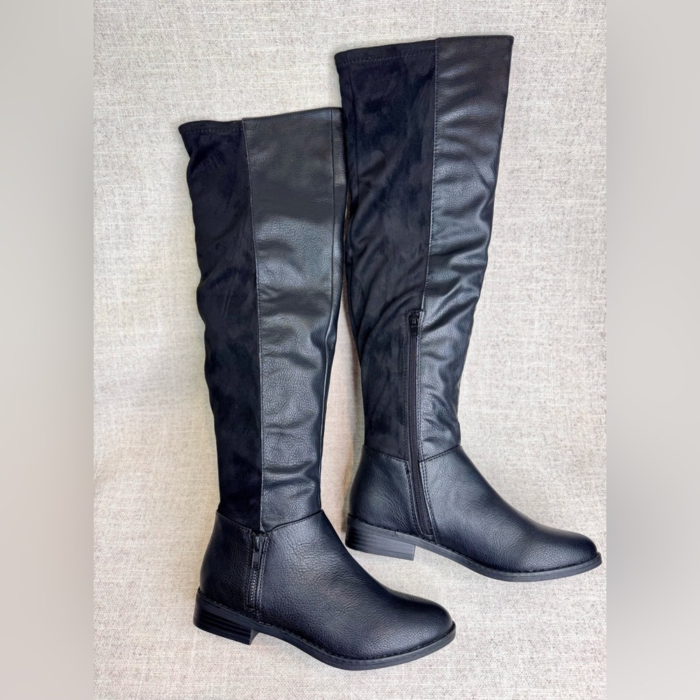 Rocket Dog womens black Marsh‎ Dove stretch tall knee high boots size 7.5 NWOB